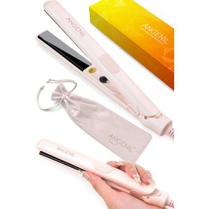 ANGENIL Ultra Mini Flat Iron for Short Hair, Dual Voltage Mini Hair Straightener, Small Flat Iron 0.7 Inch, Travel Size Anti Scalding Silicone Hair Straightener, Suitable for Short Hair, Bangs, Fine