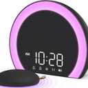 ANJANK Super Loud Alarm Clock with Wireless Bed Shaker, Vibrating Dual Alarm with Light Wake Up for Heavy Sleepers & Hearing Impaired, 9-Color Night Light, 8 Sounds, 0-100% Dimmer, USB Charger