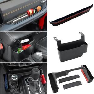 YOCTM for Jeep Wrangler JL JT Interior Organizer 3-Pack Passenger Grab Tray Shifter Side Tray Armrest Storage Box Fit 2024 2025 2026 Jeep Wrangler JL JLU & Gladiator JT Black Interior Accessories (Dark Gray)