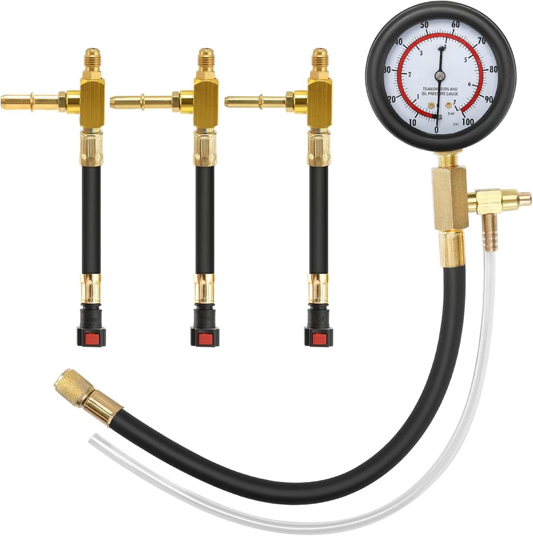 BETOOLL Fuel Pressure Test Kit 0-100PSI with 9.49,7.89,6.30 Fuel Line Fittings