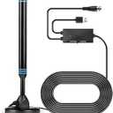 TV Antenna, TV Antenna Indoor with Magnetic Base,Equipped with a Signal Amplifier to Support 4K 1080p Smart Signal Reception, 380 Miles Long Range Reception(Black)