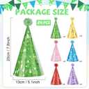 24PCS Glitter Cone Hats Colorful Birthday Party Hat with Pompoms Glitter Cone Paper Hat Colorful Paper Headwear for Kids and Adults Celebration Birthday Baby Shower Bridal Shower Decoration 7.8 x 5