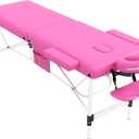 civama Massage Table Massage Bed Portable, 26 LBs Light Weight Foldable Tattoo Facial Care Spa Lash Bed Aluminum Frame with Accessories Carrying Bag, Pink, Onesize