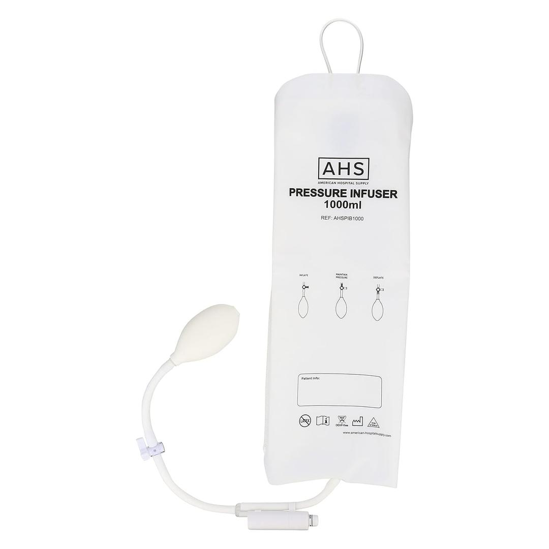 Medical Pressure Infusion Bag  1000ml, IV Pole Infusion Sack with 3-Way Stopcock, Color-Coded Gauge | Medical Supplies & Equipment (1 Each)