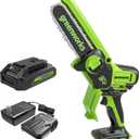 Greenworks 24V 6" Mini Chainsaw Cordless , Small Cordless Handheld Saw, 2.0Ah Battery and Charger Included, for Tree Trimming and Pruning