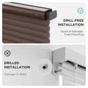Joydeco No Drill Cordless Cellular Shades, 53" W x 64" H, Linen Brown