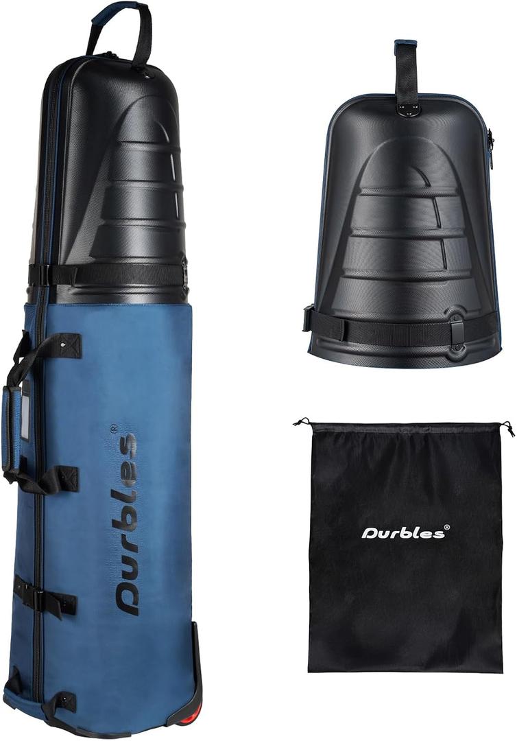 Golf Travel Bag with ABS Hard Shell Top Golf Bag with 1680D Waterproof Fabric, 7mm Padding & Wheels Golfing Accessories Travel Case for Airlines Fits Most Club Bags & Sports