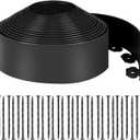 LINSHRY 33 FT Landscape Edging, 4 Inch Tall Garden Edging Border No Dig with 40 Spikes, Flexible Plastic Lawn Edging for Landscaping Flower Bed Yard (Black)