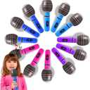 Novelty Place 12-Piece Inflatable Microphones - Assorted Colors, Giant Blow-Up Rock Star Microphones for 80s, 90s Musical Concert Party Favors (10 Inches)