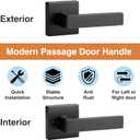 AEEKEL Matte Black Door Handle Interior Door Knob Passage Levers Set (No Lock), 6 Pack Heavy Duty Door Handle for Hall or Closet, Keyless Door Levers for Left Right Handle Doors