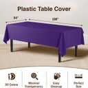 Party Solids Pack Of 12 Premium Plastic Tablecloth 54 Inch x 108 Inch Rectangle Table Cover - Purple