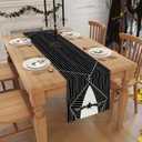 Linen Halloween Table Runner 72 Inches Long, Halloween Home Kitchen Dining Room Table Decor, Christmas Xmas Winter Holiday Decorations and Supplies for Home