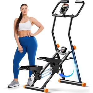 Stair Stepper for Home Gym, 350lbs Vertical Climber Machine with LCD Display, Non-Slip Pedals & 350lb Capacity Compact Folding Cardio Exercise Climber (Black)