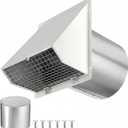Shimeyao 6 Inch Wall Vent Cover - Hooded Dryer Vent Cover Outside with Damper and Screen White Wall Cap for Exterior Kitchen Range Hood Ventilation Dryer HVAC Duct Air Exhaust