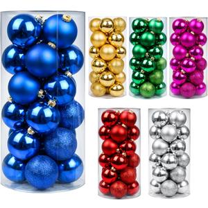 24ct Blue Christmas Ball - 1.57 Inch Shatterproof Christmas Tree Decoration Ornaments Hanging Ball for Xmas Tree, Holiday, Wedding, Party
