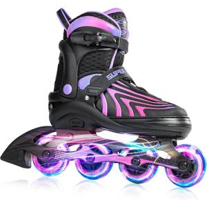 Girls Inline Skates for Boys Kids , Adjustable Light Up Roller Skates for Youth Teens, Beginner Blades for Women Adults (Gradient Purple) Size: Large-Youth（4-7 US）