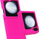 For Samsung Galaxy Z Flip 5 Phone Case Silicone, Fluorescent Neon Hot Pink Bright Color Jelly Gel, Minimalist Ultra Thin Slim Matte TPU Soft Rubber Grip Girly Cute Summer Case for Women Girl