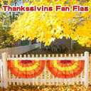4 Pcs Thanksgiving Fall Pleated Fan Flag Bunting for Outside Garden with 3 Grommets Half Fan Banner Bunting Flags for Halloween Indoor Outdoor House Holiday Yard Decorations Party Props(3 x 1.5FT)