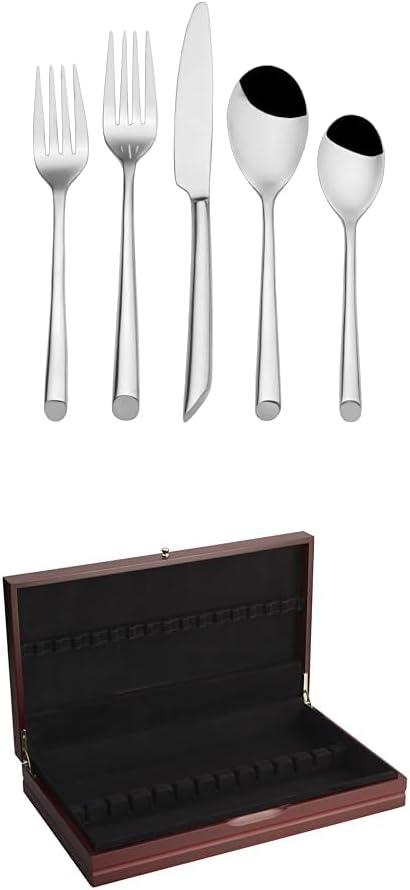Towle Wave Flatware, 20-Piece Set, Silver and 19 inch Flatware Storage Chest