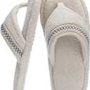 Flip Flops House Slippers for Women Indoor House Shoes with Soft Terry Cloth Ladies Thong Slippers with Non-Slip Sole and Memory Foam (Size 36-37)