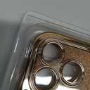 360 Spin CD Stand for iPhone 17 Pro Case Compatible with Magsafe Ring [Never Yellow][DIY Glitter Cardstock] Camera Protection Plating Clear Cute Phone Case for Women Girls 6.3'', Desert Titanium