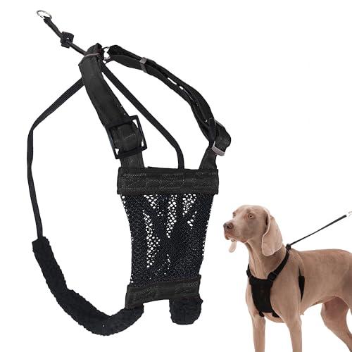 Sporn No Pull Dog Harness, Durable Nylon Mesh Harness for Large Dogs, No Choke Design, Padded Restraint Sleeves, Adjustable Fit, Easy On/Off, Large/XL Breeds, Black