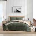 Nautica - Queen Comforter Set, Microsuede Bedding with Soft Sherpa Reverse, 3 Piece Bed Set with Matching Pillowcases (Beckett Green)
