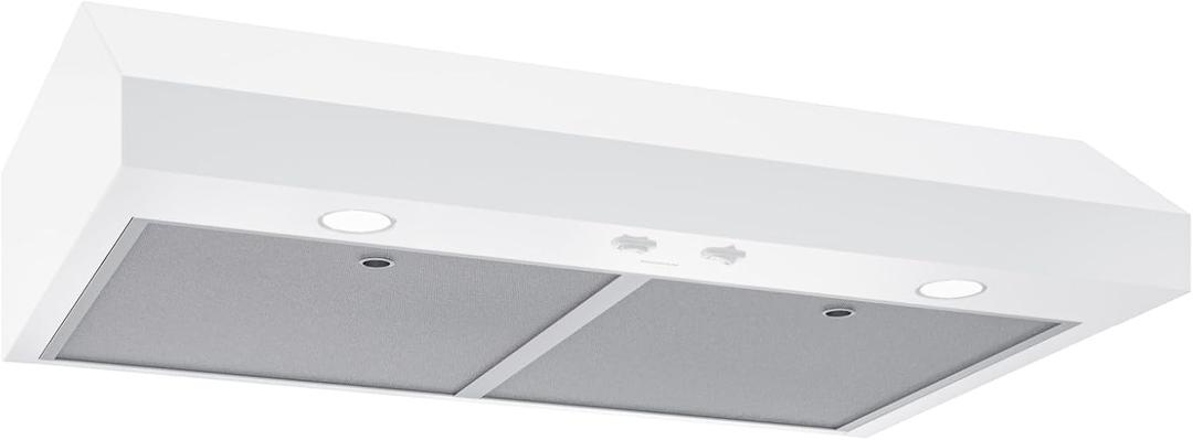 Broan-NuTone 30-Inch White Under Cabinet Range Hood Traditional Design w/Quiet Power at 350 CFM, 1.5 Sones for Powerful Kitchen Ventilation