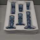 Blue Candlestick Holders Set of 6, Taper Candle Holders, 4.3" H & 6.3" H Glass Candle Holder for Candlesticks & Pillar Candles, Candle Holder for Table Centerpieces and Wedding Decor