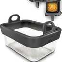Air Fryer Glass Liner Reusable with Removable Silicone Ring, Air Fryer Accessories for Ninja Foodi DZ201, DZ401, DZ550, COSORI, Chefman, Instant, Heat-resistant, Dishwasher-safe, BPA-free