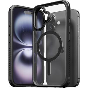 Sinjimoru for MagSafe iPhone 15 Case, Military Grade Shockproof/Anti-Yellowing Slim Bumper with TPU Edge Protection, M-AirGuard Black