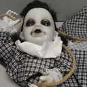 JOYIN Outdoor Halloween Hanging Scary Swing Girl Decorations, Outdoor Swinging Doll with Creepy Sound and Light Up Eyes Sound, Animated Hanging Decors Activated for Garden Yard Lawn