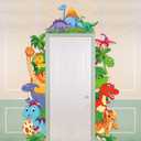 Namalu 3 Pcs Watercolor Dinosaur Door Banner Decorations Dino Birthday Themed Porch Sign Hanging Banners for Jungle Safari Photo Booth Props Front Door Window Wall Decor Supplies