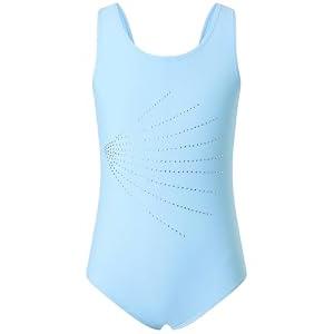 Yizuoding Gymnastics Leotards for Girls Leotard for Dance Ballet Sparkly One-Piece Pro Kids Toddlers Tumbling Outfits 2-3T Light Blue