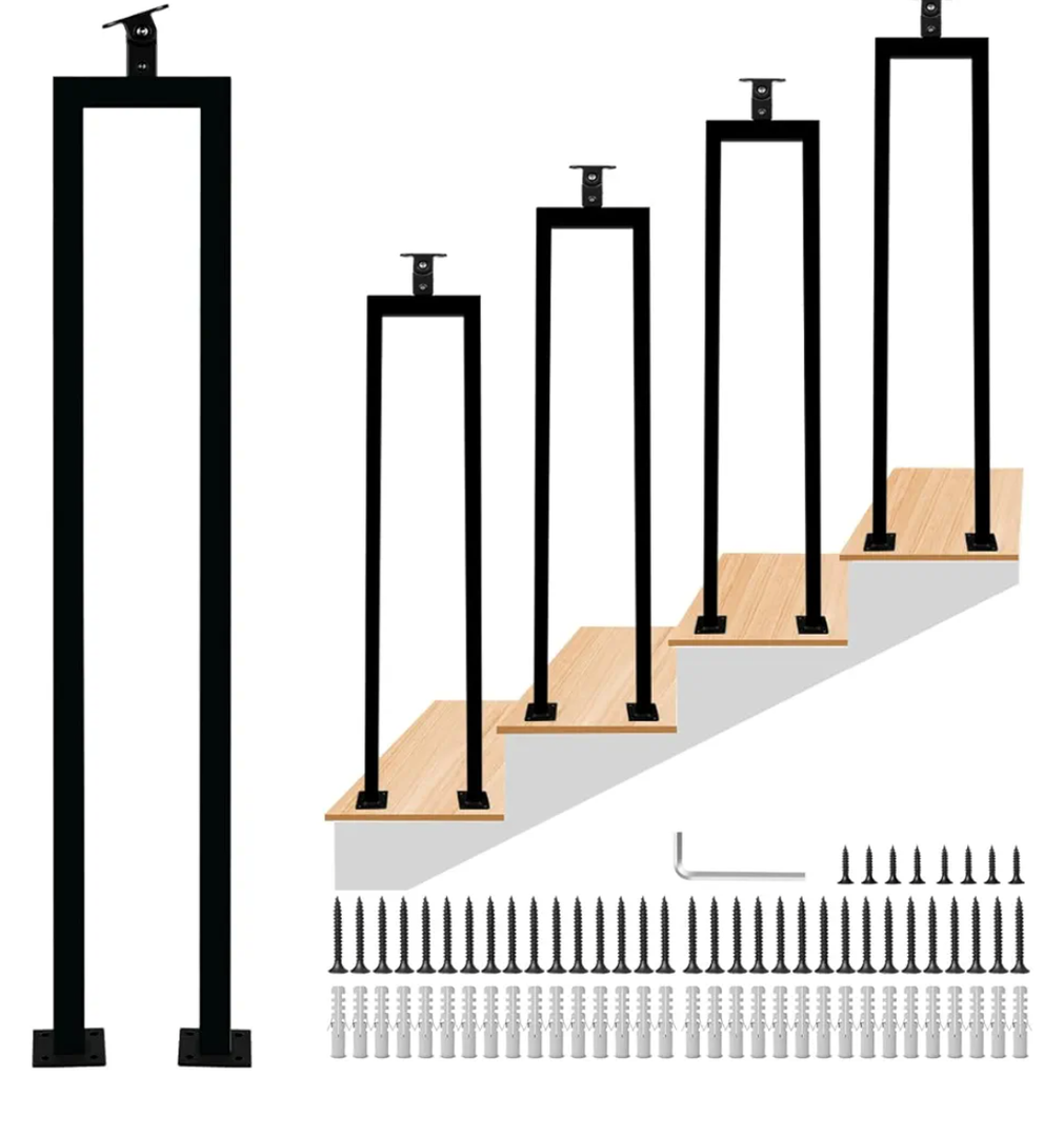 4 Pack U Shape 36" Stair Balusters with Adjustable Top Bracket for Staircase Interior, Baluster for Stair Handrail Indoor Steps by LukLoy