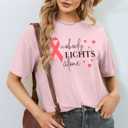 Cancer Shirt for Women Breast Cancer T-Shirt Nobody Fights Alone Shirts We Wear Pink Shirt Ribbon Short Sleeve Tee Tops (M)