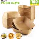 ZORRITA 1 Lb Small Paper Food Trays - 250 Pack Disposable Food Boats, Kraft Food Holders Brown Take Out Serving Baskets for Party Nachos Snacks Tacos Fries