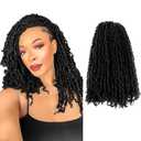 16 Inch 10 Packs Yanky Twist Crochet Hair Pre-twisted Natural Black Kinky Mini Spring Twist Plus Small Curly Senegalese Twist Braids (1B)