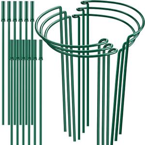 6 Pack 32 or 16 inch Adjustable Plant Support Stakes, Heavy-Duty Half Round Peony Support, Garden Plant Stakes Cage for Outdoor Plants, Peony, Tomato, Hydrangea, (16In Support +16In Extension Tubes)