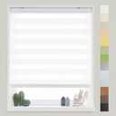 FOIRESOFT Standard Cordless Custom Zebra Roller Shades and Blinds [Basic, White, W 36 x H 64 inch] Dual Layer Sheer for Day and Night Light Control Privacy, 20 to 105 in Height (36"W x 64"H, 01.white-readymade)
