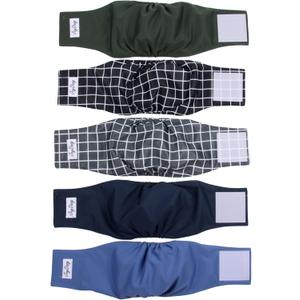 JoyDaog Reusable Dog Belly Bands for Male Dogs Diapers,5 Pack Premium Washable Dog Diapers Male Puppy Nappies Wrap,M