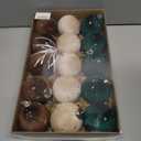 15 PCS Christmas Tree Ornaments Velvet Balls, 3.15 Inch Large Velvet Christmas Tree Ball Ornaments Set Star, Shatterproof Plastic Hanging Bulb for Xmas Tree Decorations - Multicolor Green Brown Beige