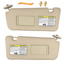 Pair of Left and Right Sun Visors with Holders for Toyota RAV4 2004 2005 Interior Sunshade Replacement W/Makeup Mirror (Beige)