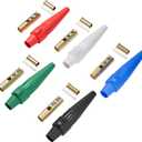 (5PCS Female) CLS40 400A Cam Lock Power ConnectorCamlock Wire Set with 5 Female for Power Distro Cord, 2/0-4/0 Cam-Lock Cable, 600V Camlocks Connectors for Stage Entertainment/Industrial, 5 Colors