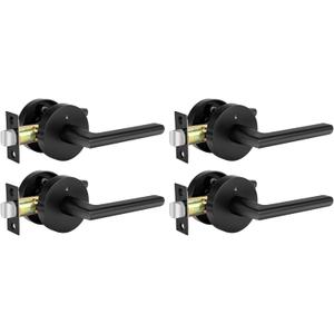 Haidms Black Interior Door Handles, Zinc Alloy Privacy Door Levers, Matte Black Door Handles Interior for Bathroom & Bedroom Doorhandles Hardware(4 Pack)