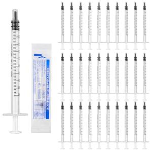 30 Pack 1ml Syringes for Liquid- Plastic Syringe without Needle, Individually Packaging Colostrum Collection Syringes for Scientific Labs, Colostrum Collection, Feeding Pets, Home Use - White