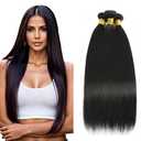 Natural Black Human Hair Bundles #1B Straight Bundles 20 22 24 Inch Unprocessed Virgin Mixed Length Straight Bundle Hair Extensions 50 Gram Per Bundle