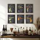 TwoDays Vintage Cocktail Bar Wall Art, Retro Bar Cart Accessories and Decor, Margarita Martini Prints for Dining Room Home Kitchen Pub Restaurant Aesthetic (Set of 6, 8" X 10", UNFRAMED)