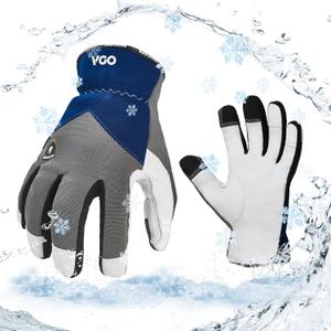 Vgo... 1Pair 0/32F Winter Leather Work Gloves, Cold Weather Waterproof Safety Work Gloves,Cold Storage or Freezer Use,w/3M Thinsulate Lining (Size M, Gray, GA7711FW)