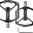 Mountain Bike Pedals MTB Bicycle Flat Pedals 3 Sealed Bearings Aluminum 9/16" Lightweight Platform for Road MTB (Black)